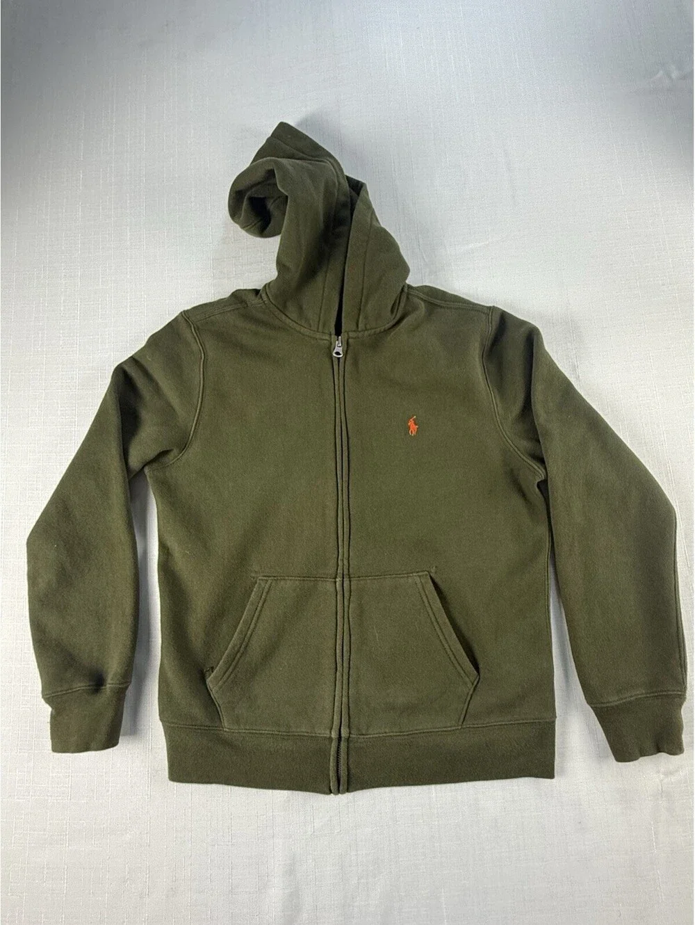 Polo Ralph Lauren Boys L 14-16 Olive Full Zip Hoodie